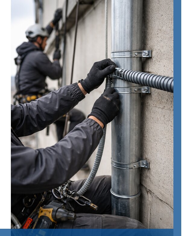 Монтаж гофры для кабеля в Омске от 311 р. | ВЫСОТНИК-Омс