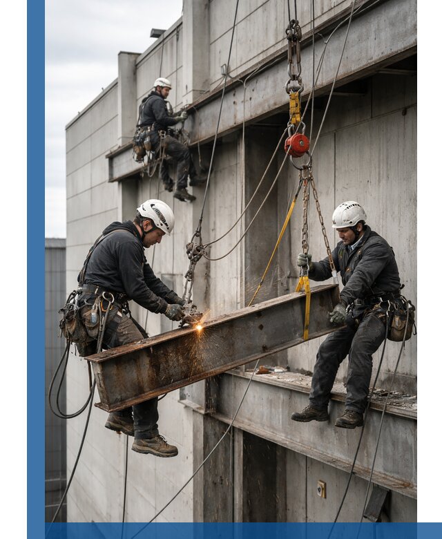 Демонтаж металлоконструкций на высоте в Омске под ключ