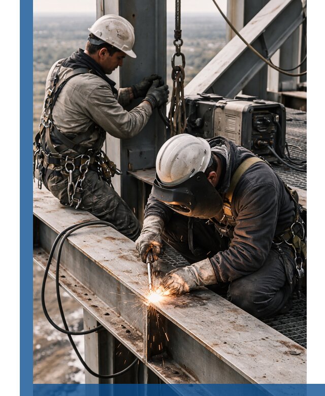 Высотные сварочные работы в Омске для промышленных объектов