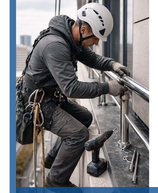 Монтаж ограждений на высоте в Омске для зданий и конструкций