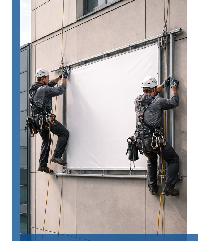 Монтаж наружной рекламной вывески в Омске под ключ