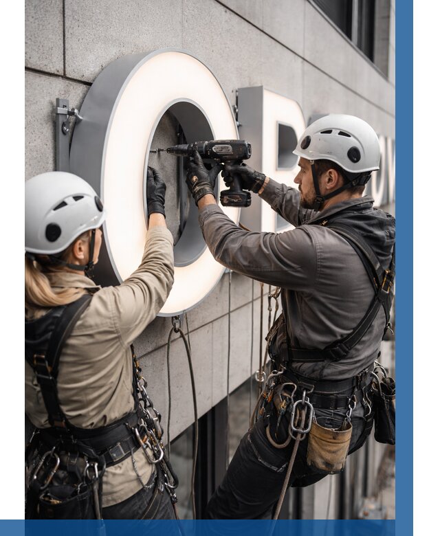 Монтаж световых букв в Омске от 3111 р. под ключ ВЫСОТНИК-Омс