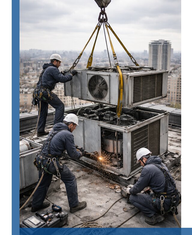 Демонтаж крышной установки в Омске любой сложности