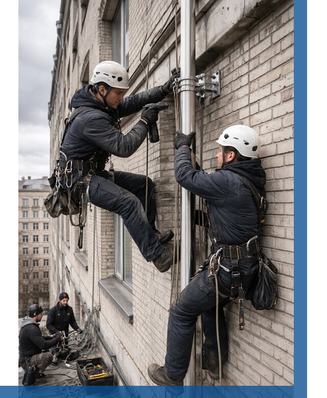 Монтаж флагштока на здании в Омске от 6740 р. | ВЫСОТНИК-Омс