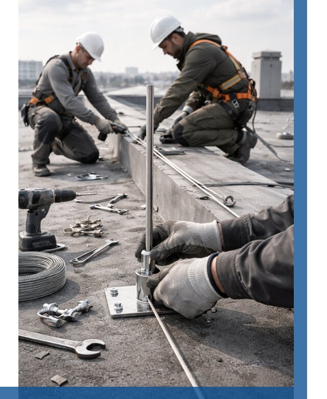 Монтаж молниезащиты на кровле в Омске цена от 25923 р. | ВЫСОТНИК-Омс