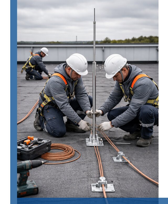 Монтаж молниезащиты на кровле в Омске под ключ с гарантией