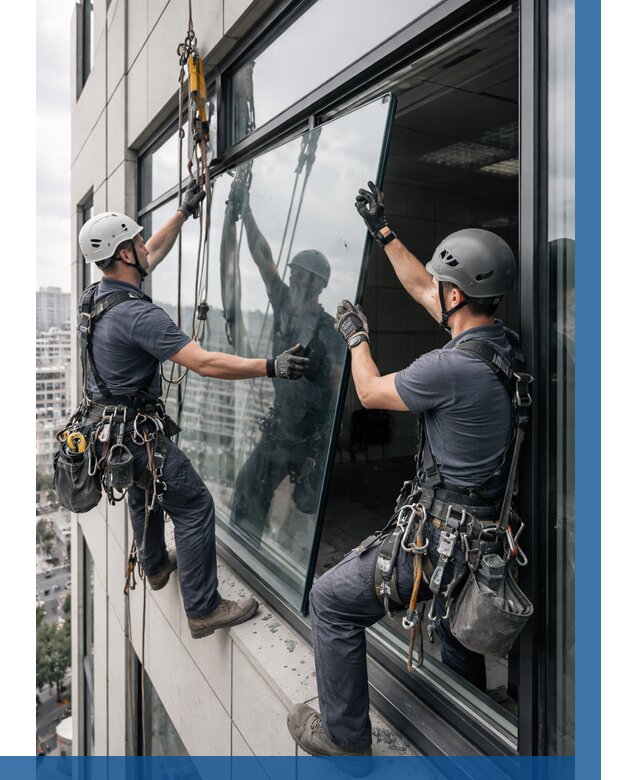 Замена стеклопакетов на высоте в Омске от 5703 р. | ВЫСОТНИК-Омс