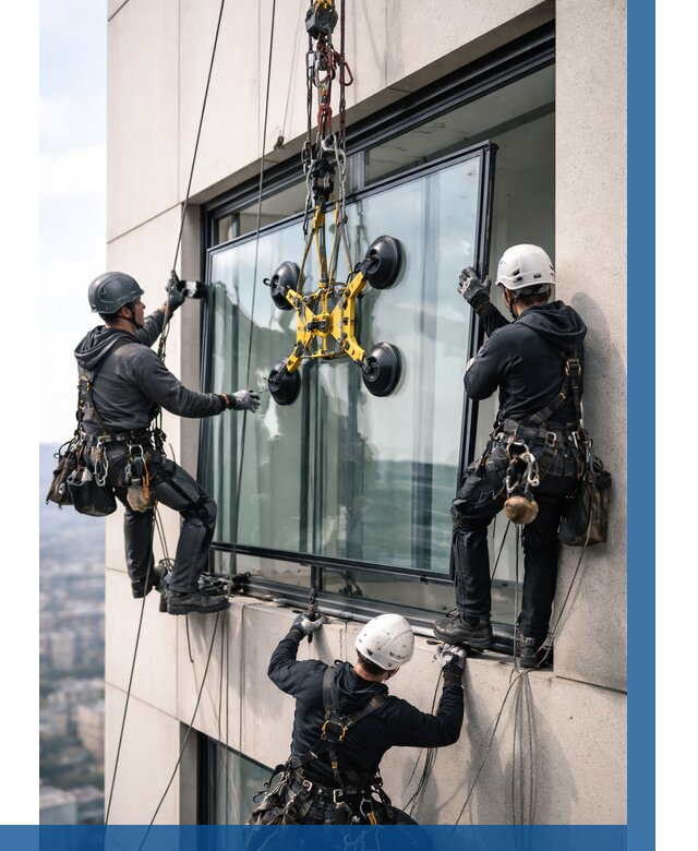 Монтаж стеклопакетов на высоте в Омске от 3318 р. | ВЫСОТНИК-Омс