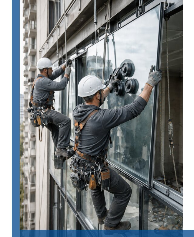 Витражное остекление фасадов и лоджий в Омске под ключ