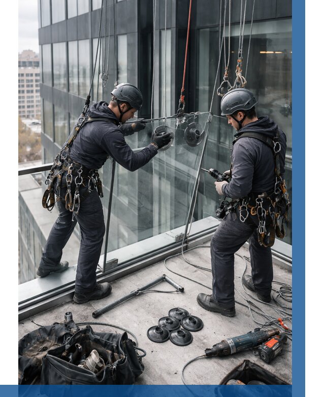 Монтаж стеклянных ограждений в Омске от 2592 р. | ВЫСОТНИК-Омс