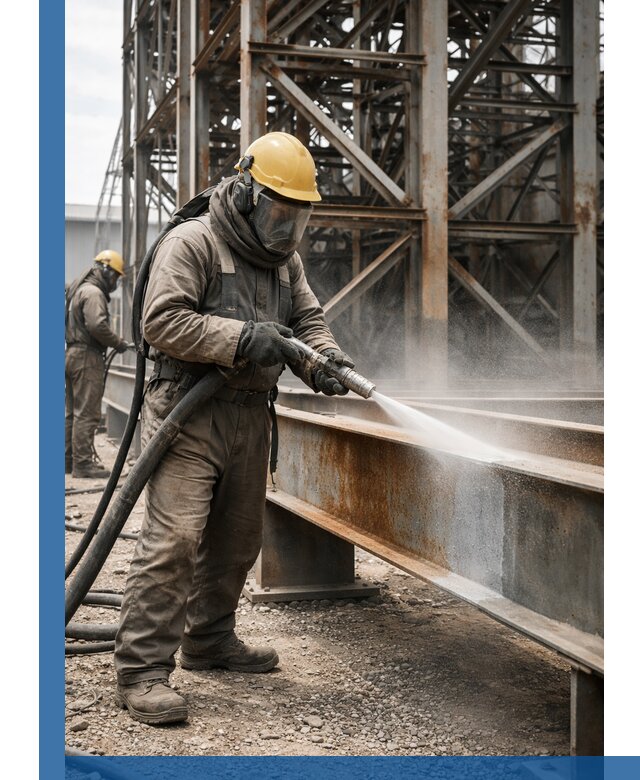 Пескоструйная очистка металлоконструкций в Омске промышленная