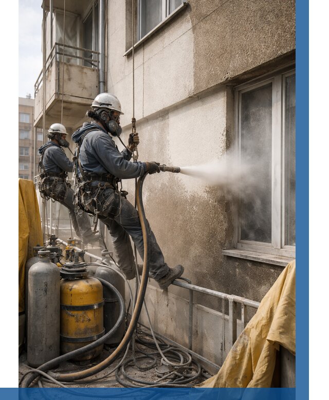 Пескоструйная очистка фасада в Омске от 674 р. | ВЫСОТНИК-Омс