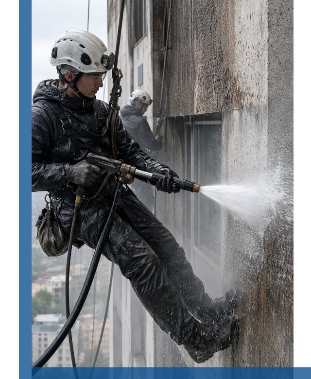 Гидроструйная очистка фасадов и конструкций в Омске