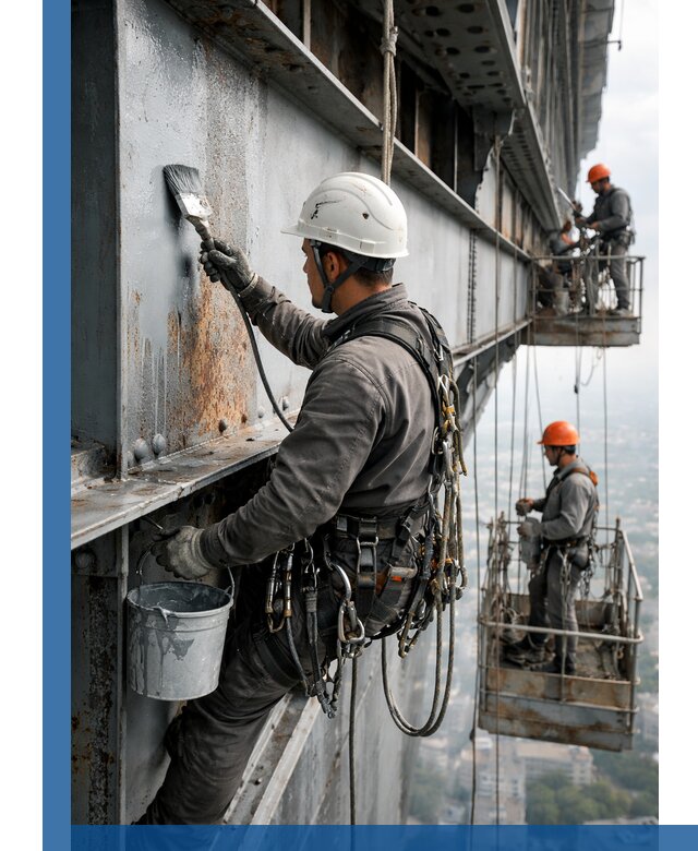 Покраска металлоконструкций на высоте в Омске профессионально