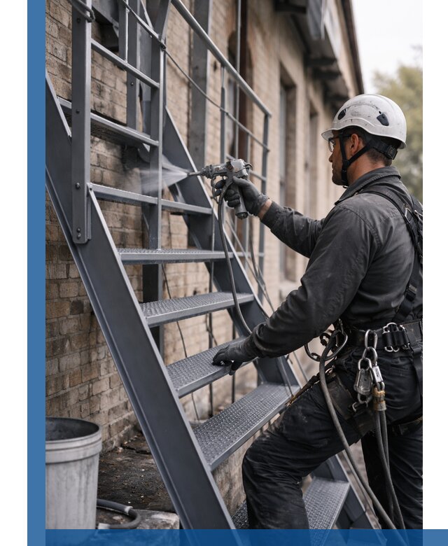 Покраска и антикоррозионная защита пожарных лестниц в Омске