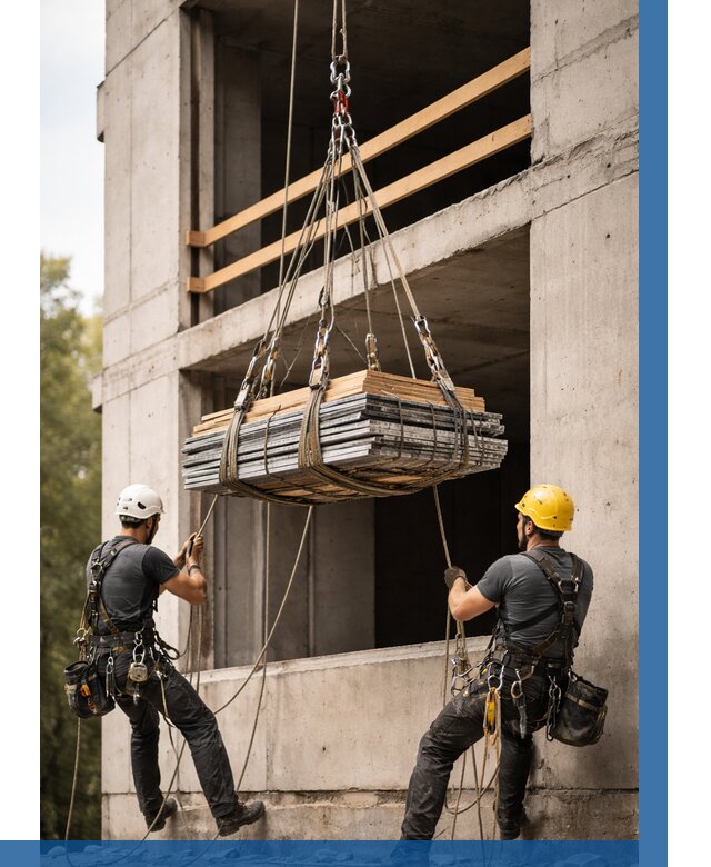 Подъем материала на этаж веревками в Омске от 1555 р. | ВЫСОТНИК-Омс