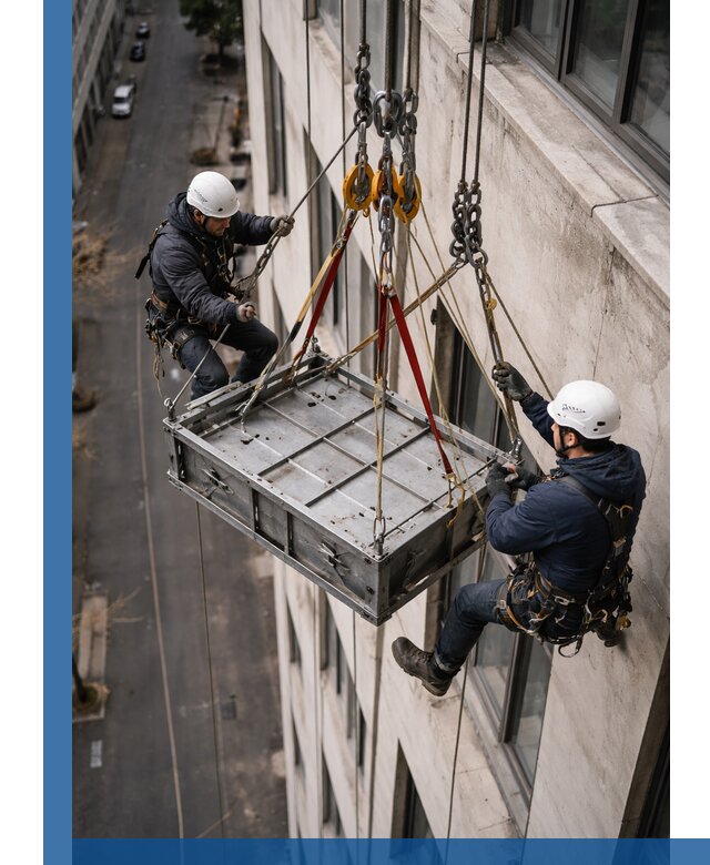 Спуск и подъем грузов по фасаду в Омске для зданий