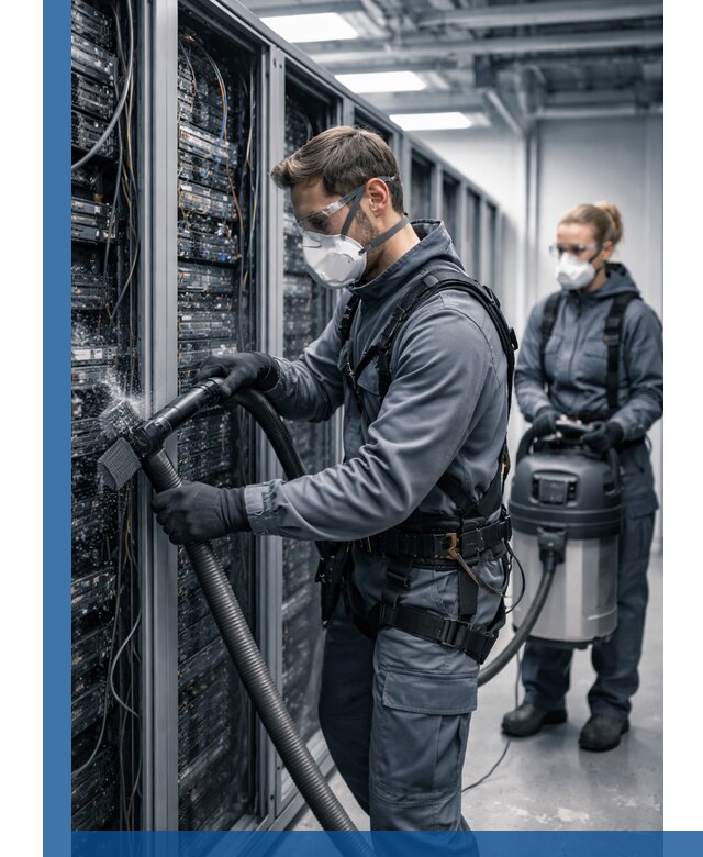 Обеспыливание серверной комнаты в Омске, профессиональная очистка