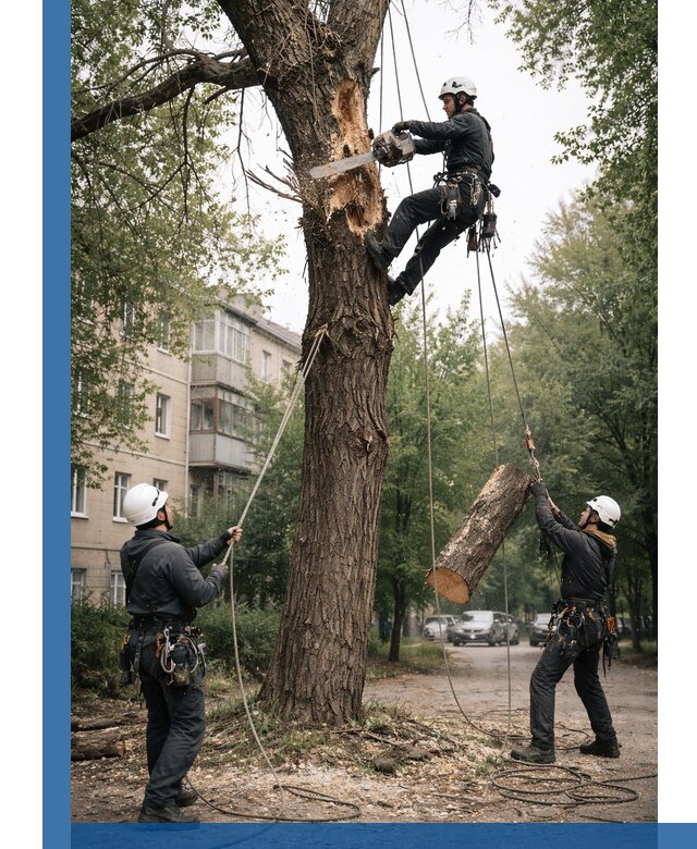 Срочное удаление аварийных деревьев в Омске с гарантией безопасности