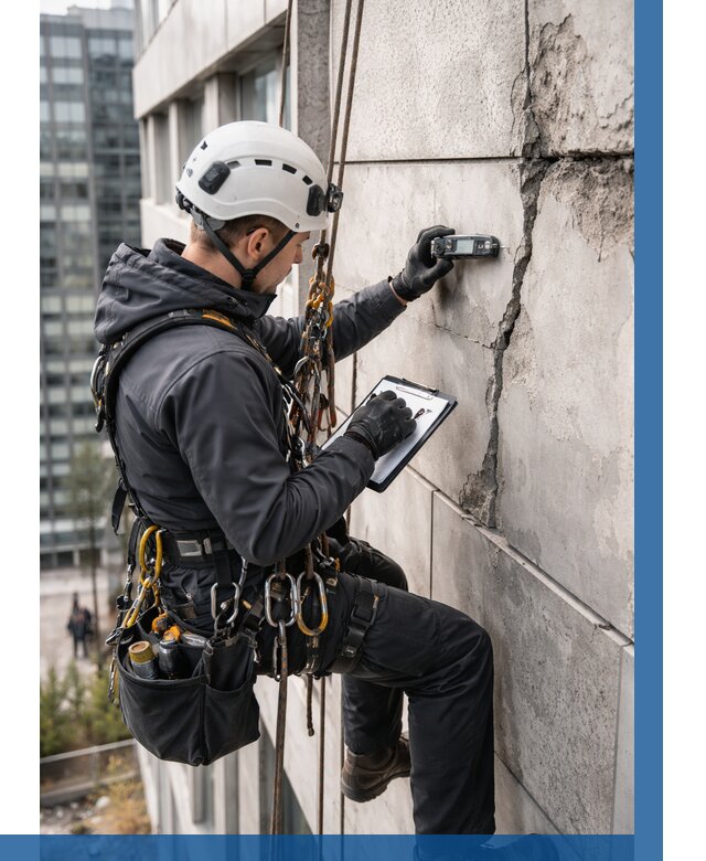 Обследование фасада альпинистами в Омске от 124 р. | ВЫСОТНИК-Омс