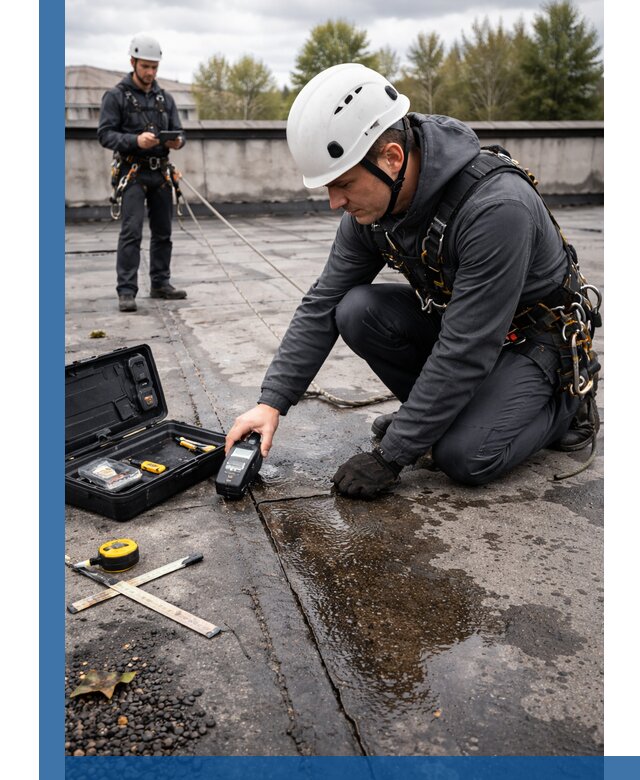 Обследование кровли на протечки и выявление дефектов в Омске