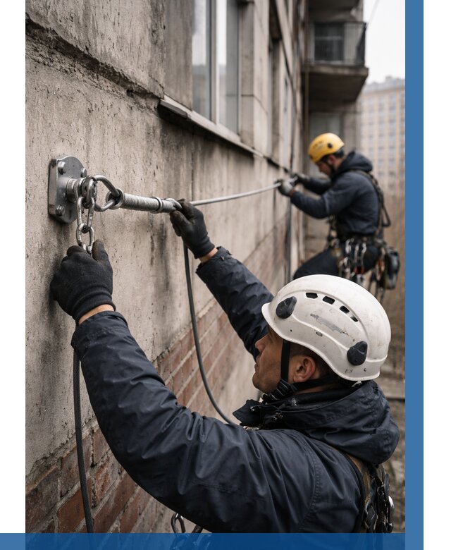 Монтаж анкерных линий в Омске от 3111 р. | ВЫСОТНИК-Омс