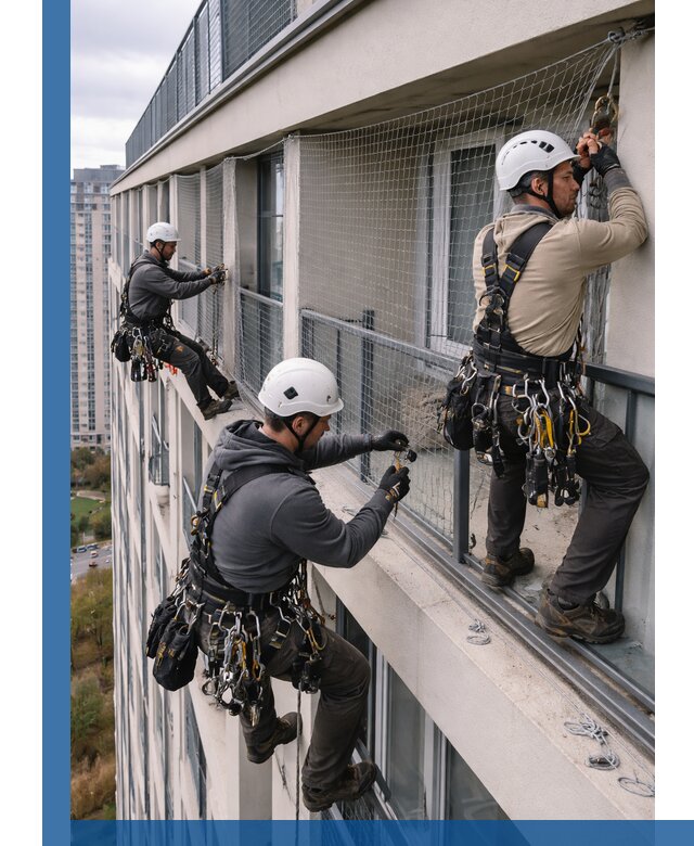 Профессиональный монтаж защитной сетки от птиц в Омске